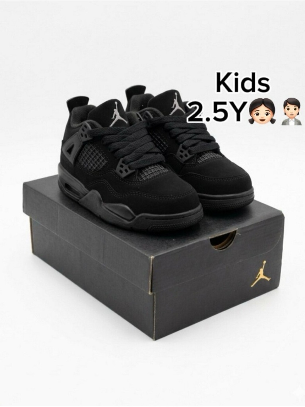 Jordan 4 Retro (PS) FOR Kids Black Cat Low-Top Sneakers (Size 2.5Y)🙋🏻🙋🏻‍♀️